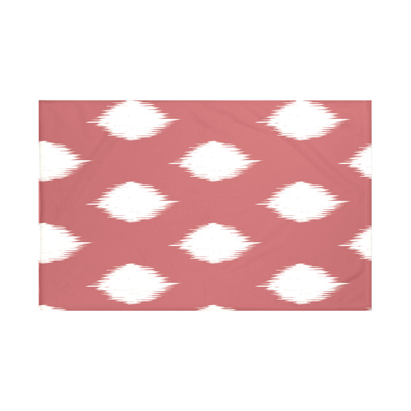 Ikat Dot Throw Blanket, 50" L x 60" W, Burnt (Coral/Off White)