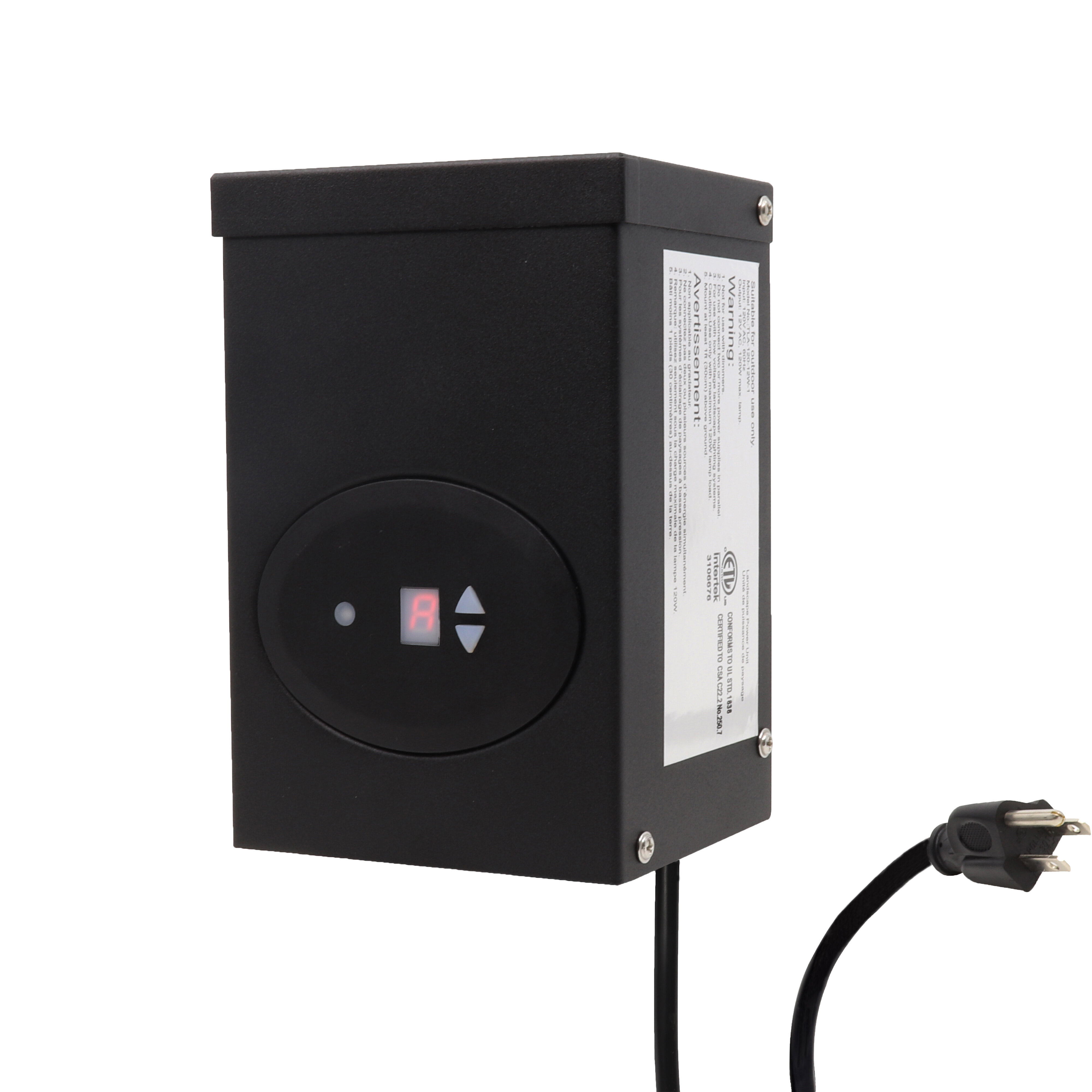 Etl Listed 120w Low Voltage Transformer With Photocell And Timer, 120v Ac  To 12v Ac Outdoor Power Pack, Cec Vi Certified