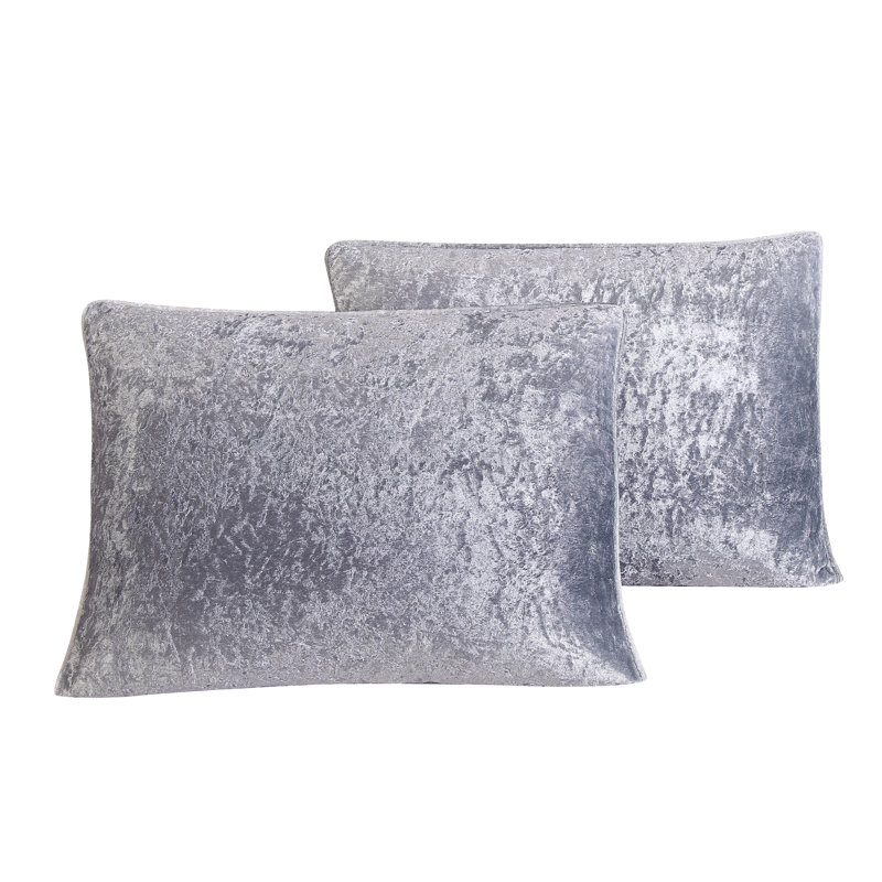 Velvet Comforter Set, Gray, King Comforter + 2 King Shams