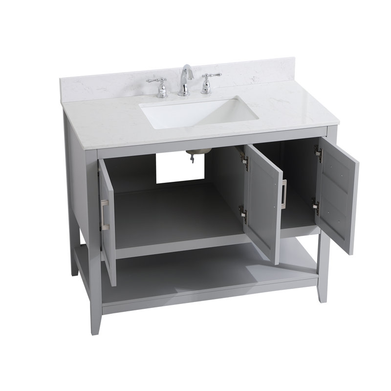 Scottsbluff 42'' Single Bathroom Vanity with Engineered Marble Top, Grey