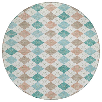 Machine Washable Indoor/Outdoor Kaczor ACN2238 Geometric Rug