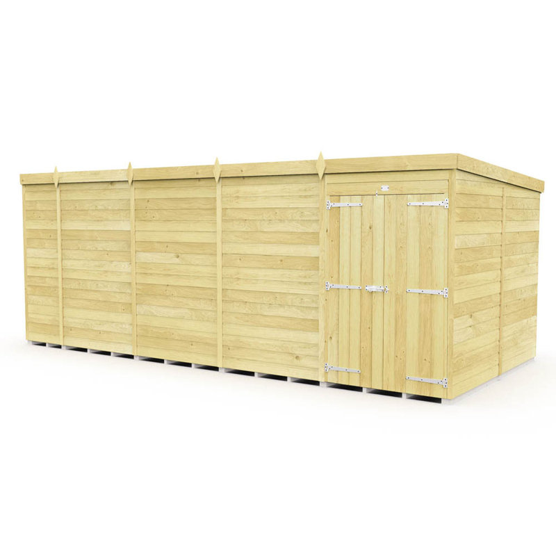18ft x 8ft Pent Shed - Double Door without Windows