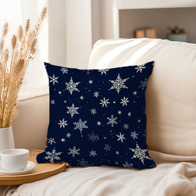 Snowflakes Navy Snow Flake Modern, 18"H x 18"W