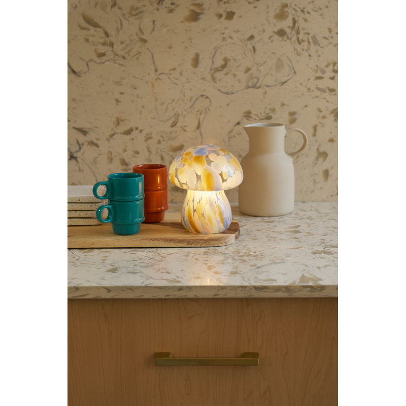 Portable Chubby Open Top Glass Mushroom Lamp, Kaleidoscope, Kaleidoscope