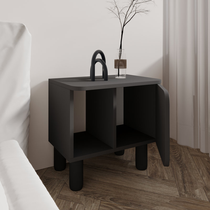 Tamita 50cm W Manufactured Wood Bedside Table, Anthracite