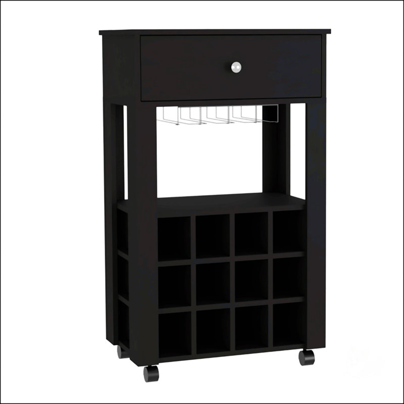 Armoire à vin 1 tiroir 12 bouteilles, Noir