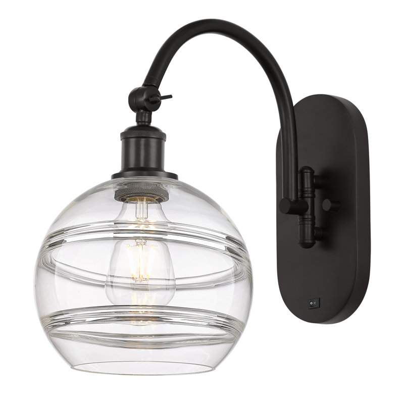 Chartoff Steel Armed Sconce, Oil Rubbed Bronze, Clear