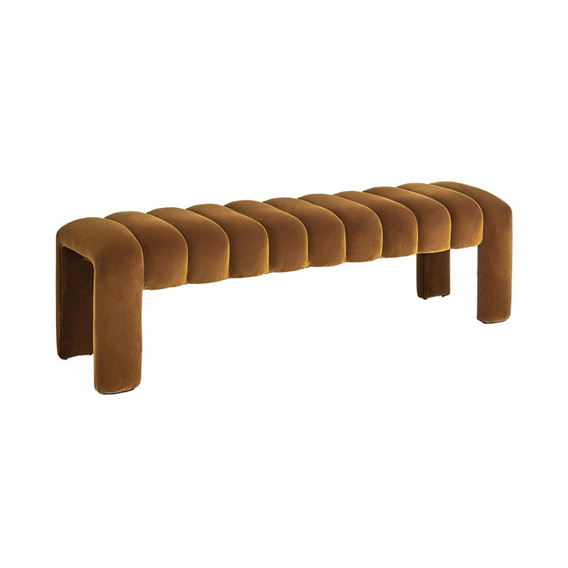 Carraton Polyester Blend Upholstered Bench, Dark Golden Rod, 15.74" H x 55.11" W x 19.68" D