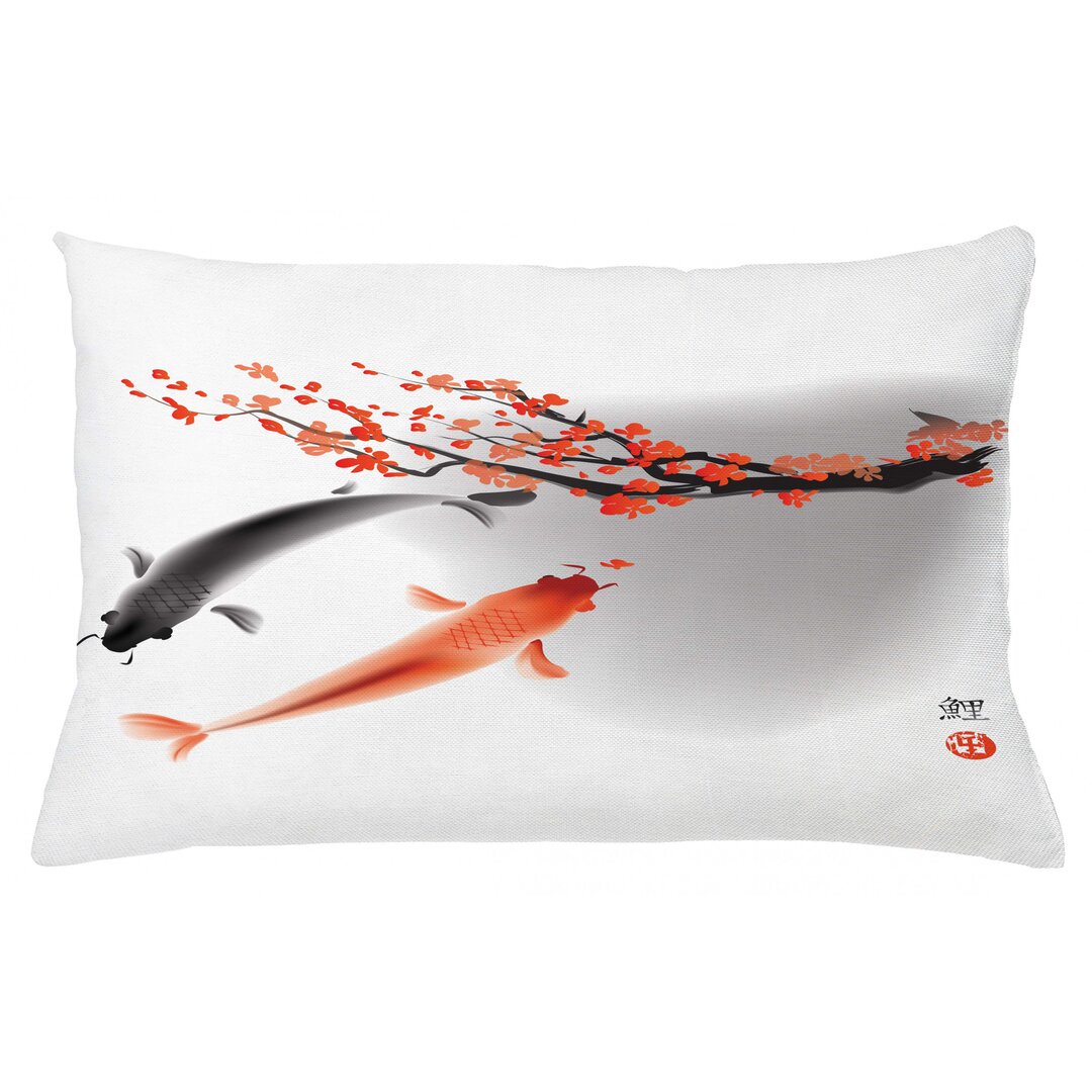 Kissenbezug, Koi Karpfen-Fische Paar, japanisch, Orange Grau