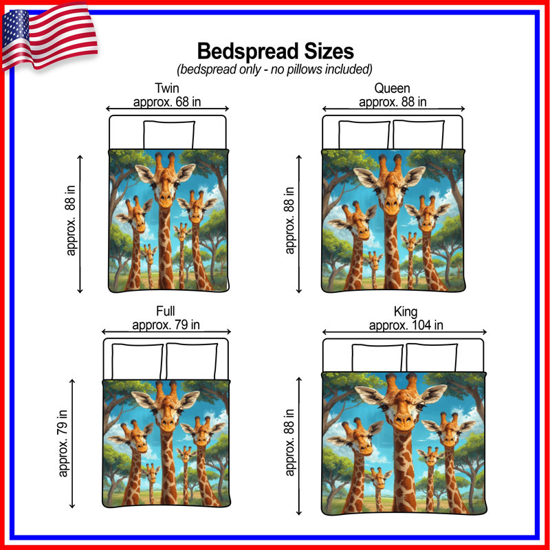 Ensemble de couvre-lit matelassé Group of Giraffes toutes tailles, Double