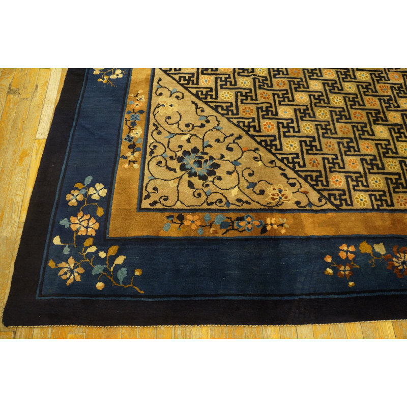 Antique Peking Chinese Medallion Beige 1900s Rug