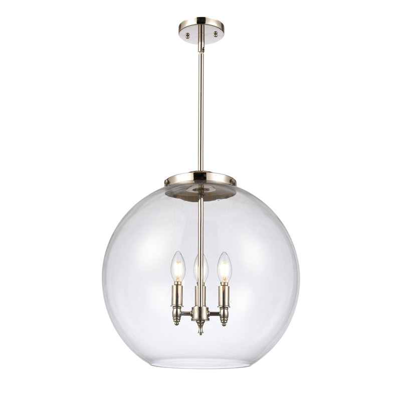 Ralph 3 - Light Pendant, 18.38" H x 17.75" W x 17.75" D, Polished Nickel, Clear