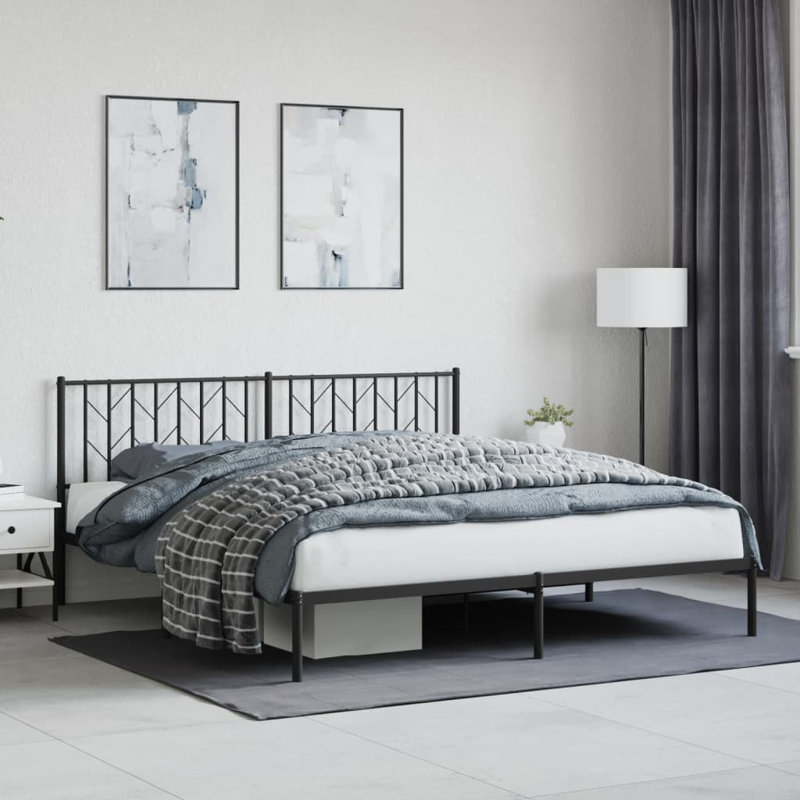 Metal Bed, Black, 183 x 213 cm