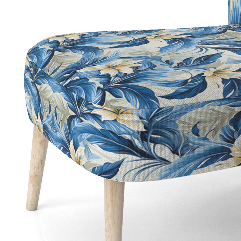 Chaise d'appoint rembourrée moderne A, Motif d'oasis tropical azur I