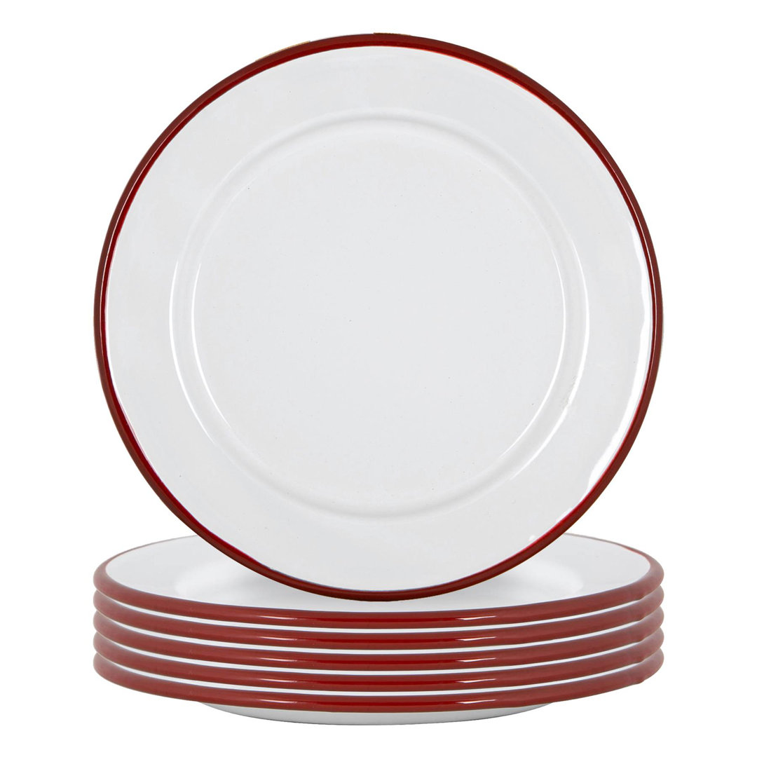 Argon Tableware - White Enamel Side Plates - 20cm - Set of 6