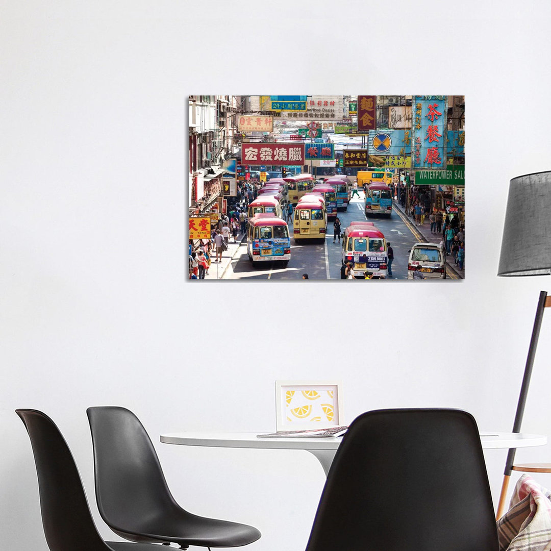 Street Scene In Hong Kong by Matteo Colombo - Wrapped Canvas Print
