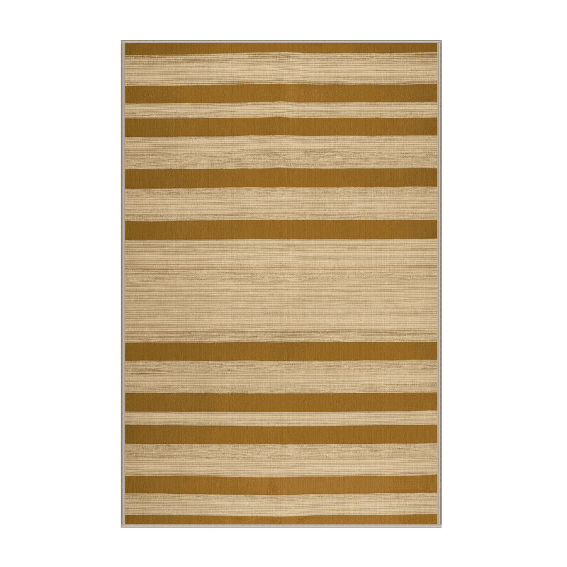 Machine Washable Horizontal Stripes Brown Area Rug, Rectangle 8' x 12'