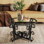 3 Piece Tempered Glass Surface Coffee Table Set, Decor Coffee Table Round End Side Table with Sturdy Construction for Living Room,Rustic Black