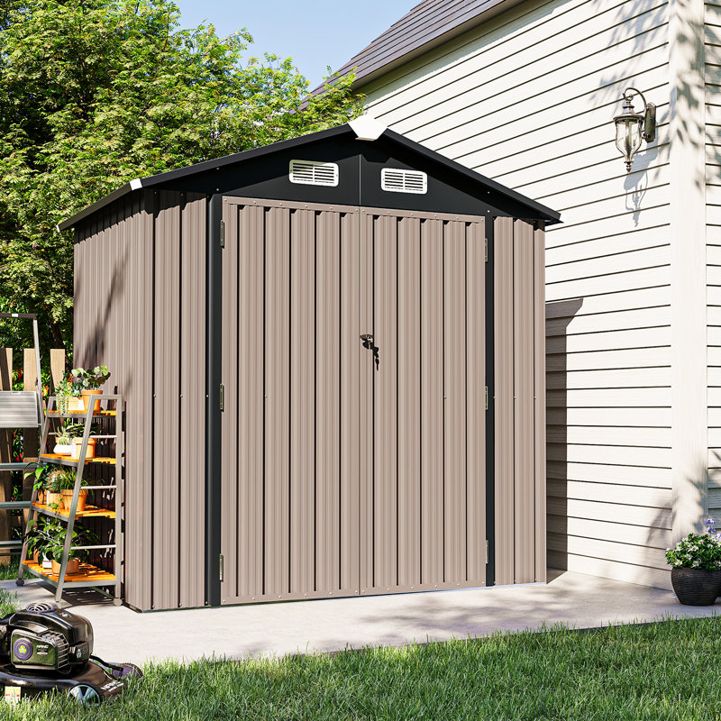 6.4 Ft. W x 4.0 Ft. D Steel Storage Shed with Door Lock and Floor
