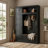 Traditional 3-In-1 Entryway Hall Tree, Large Mudroom Organizer With Grooved Back Panel And Wood Top Bench, Black-1441763314