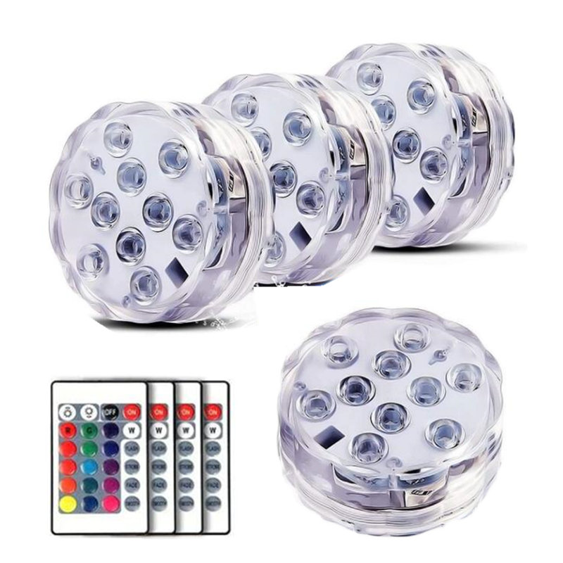 Paquet de 4 télécommandes de plongée à DEL 16 couleurs pour piscine étang aquatique à modes multiples
