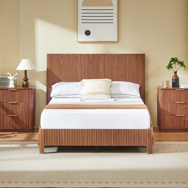 Wooden Corrugated Curved Lines, Walnut
