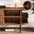 70" Mid-Century Modern TV Stand with Storage and Sliding Tambour Door-1072713544