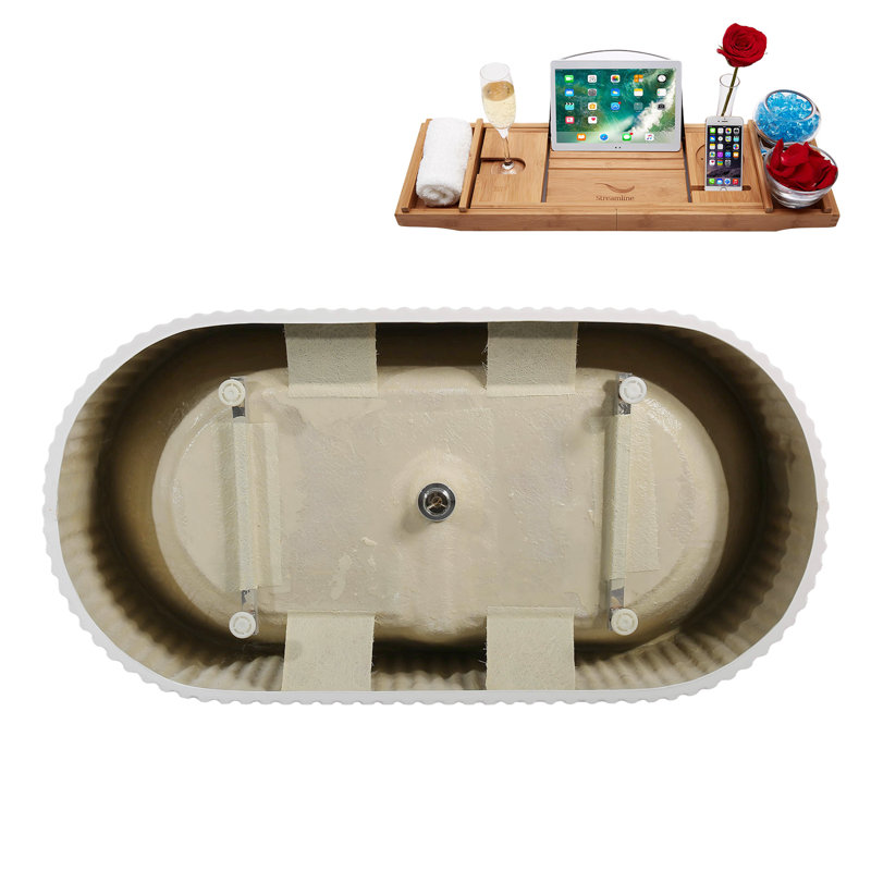 Baignoire autoportante 59 "avec drain interne Streamline, Laiton brossé