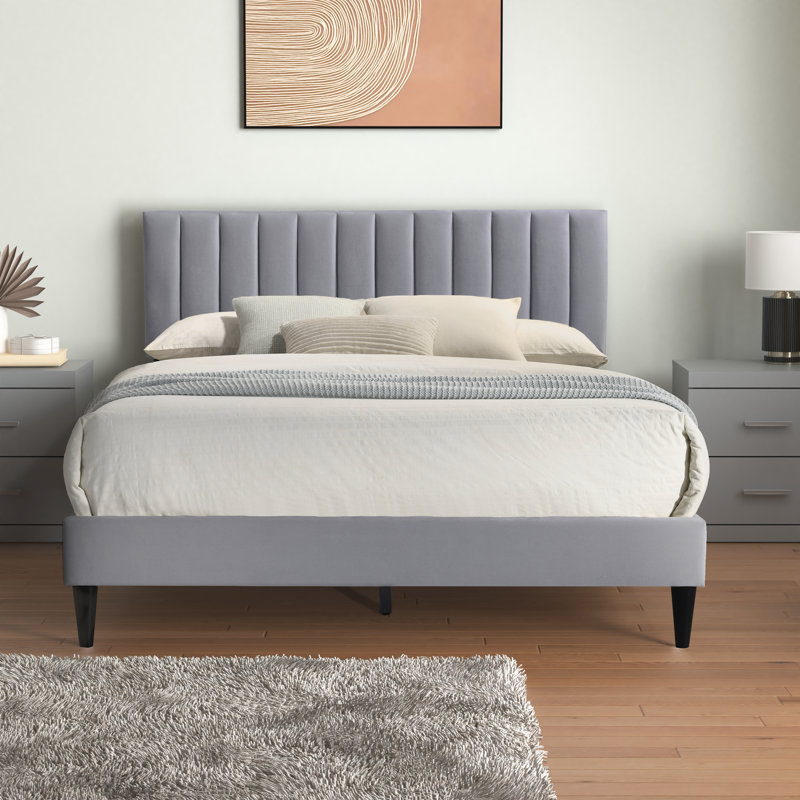  Newry Upholstered Double Bed, Grey
