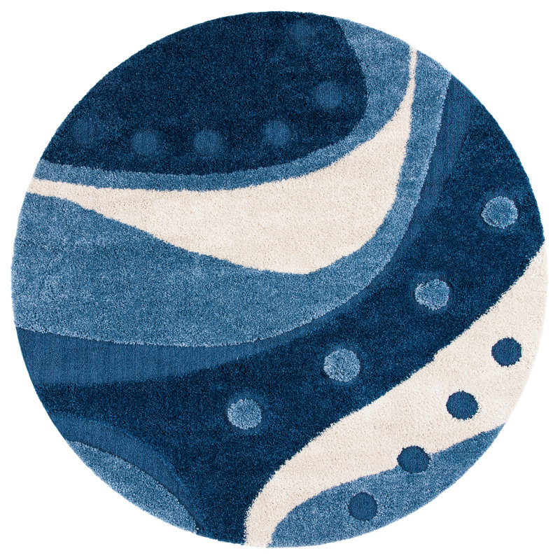 Kerio Shag Performance Abstract Rug, Round 5'