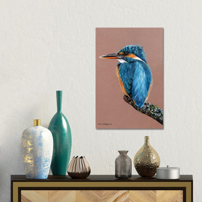 Kingfisher Pastel Drawing by Sarah Stribbling - Wrapped Canvas Gallery-Wrapped Canvas Giclée