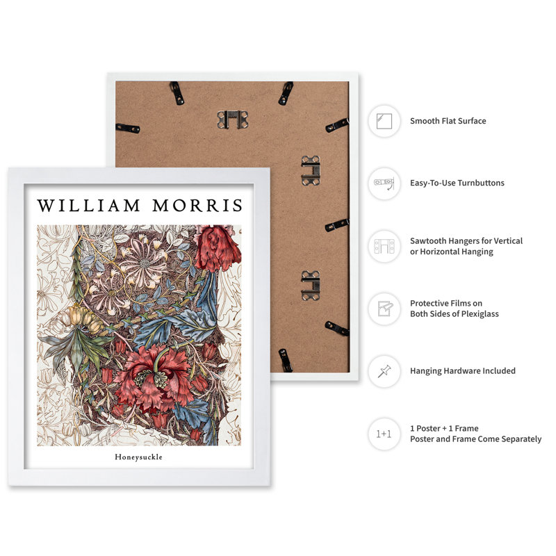 William Morris - Chèvrefeuille No2, Poster, White Framed, 08"H x 10"W