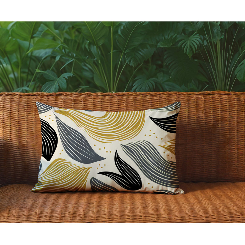 Coussin rectangulaire intérieur / extérieur Consuelo, Rectangle H 14 po x l 20 po, Black