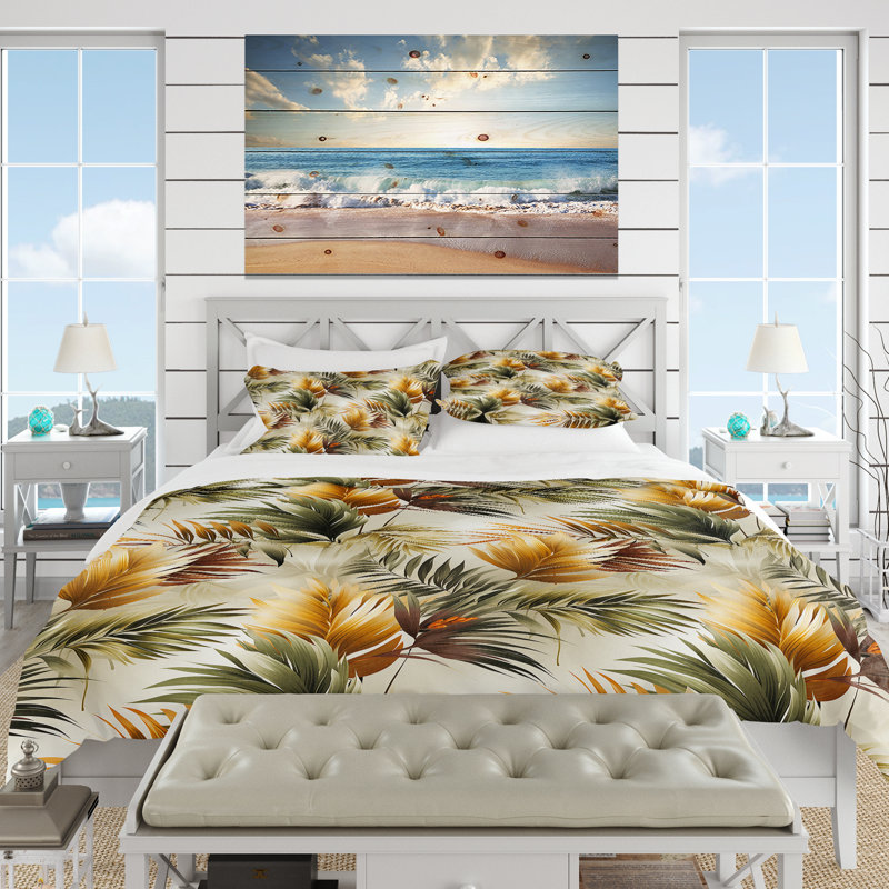 Literie à motif géométrique tropical, Housse de couette pour très grand lit et 2 très