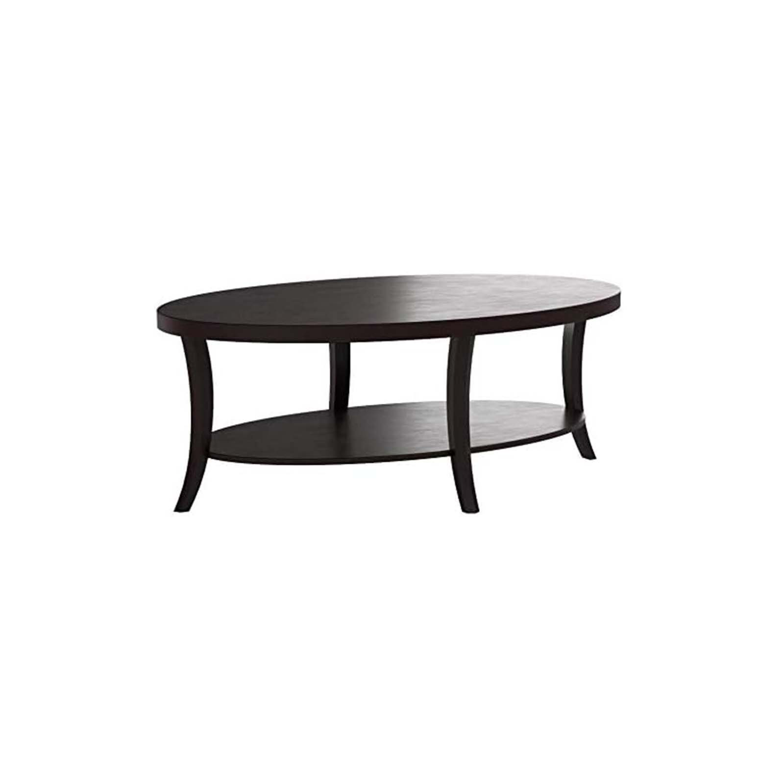 George Oliver Perth Contemporary Oval Coffee Table With Shelf, Espresso ...