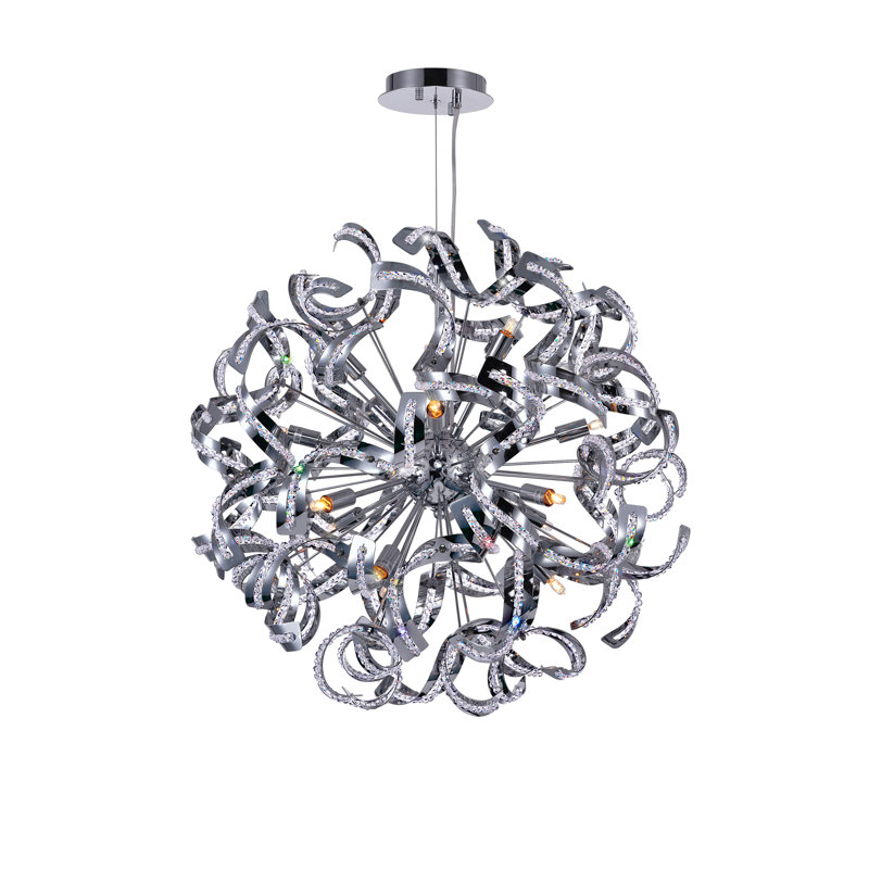 14 Light LED Chandelier, 22-Inch, Chrome Finish for Dining Room, Living Room, Foyer, and Bedroom
