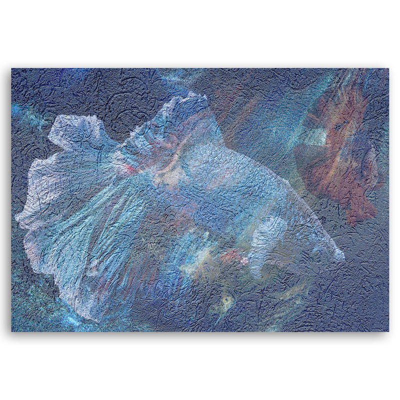 Blue Flower Abstraction - No Frame Print on Canvas, 70cm H x 100cm W