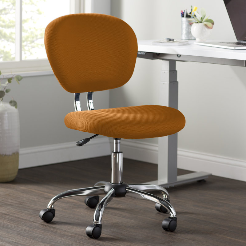 Chaise de bureau pivotante en maille, Orange, Non