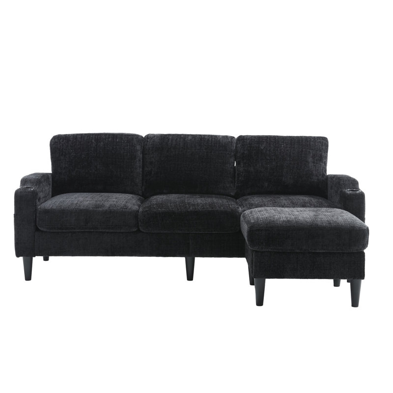Canapé modulaire 2 pièces Adylynn, Chenille noir
