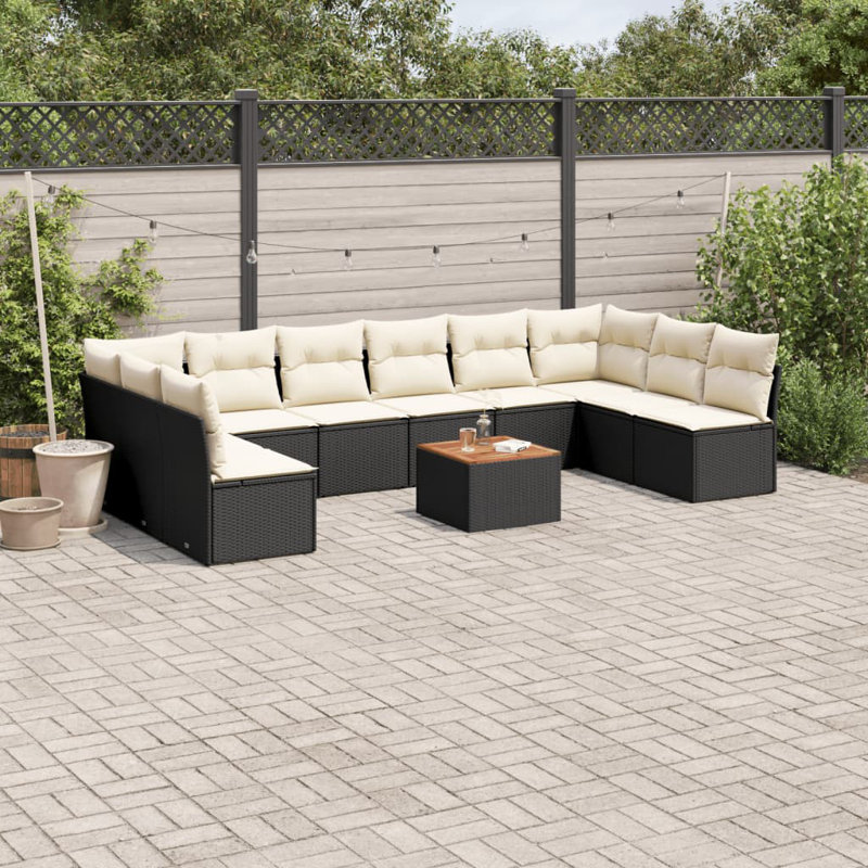 Ensemble de canapé de jardin Vidaxl - noir, blanc crème, brun
