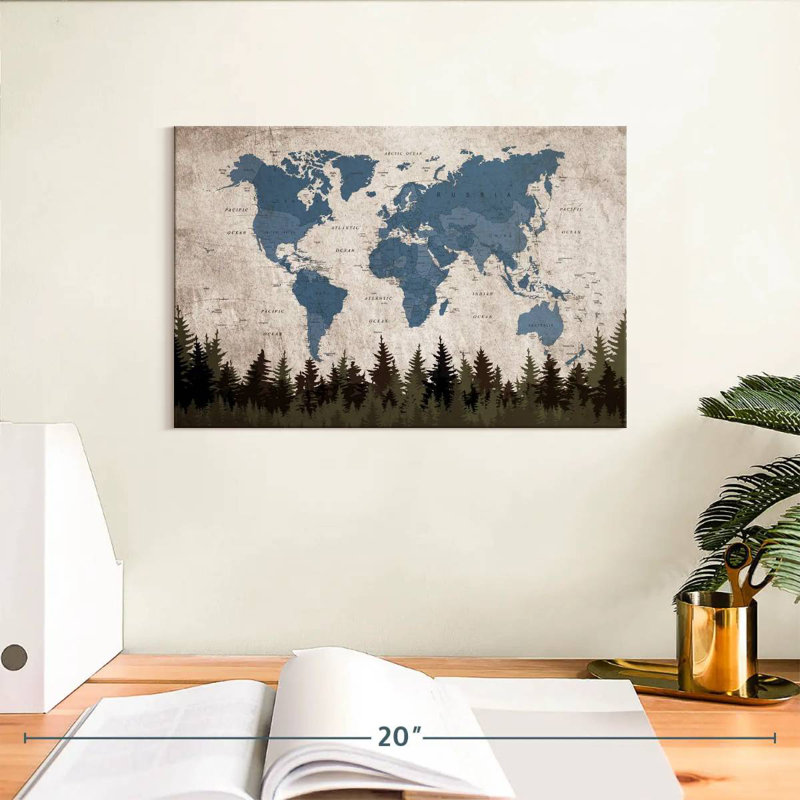 Carte du monde géographique Keiri VII, H 8 po x l 12 po