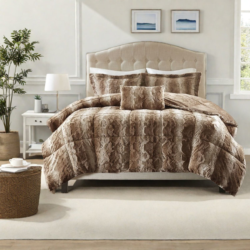 Ensembles de literie luxueux en fausse fourrure, édredon en polyester très grand pour la maison