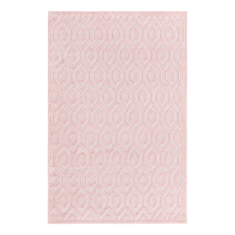 Tapis intérieur / extérieur rose Hearon, Rectangle 6 pi x 9 pi