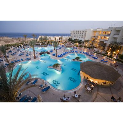 hotel pool at dusk 1 Piece Wrapped Canvas Wall Art