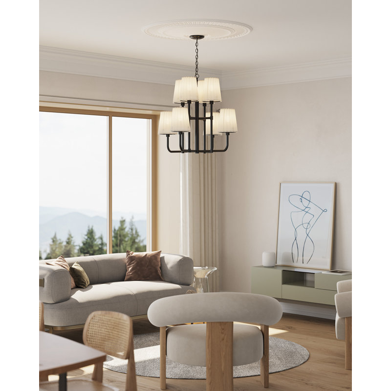 Lustre classique à 8 lumières Tindra, Noir mat
