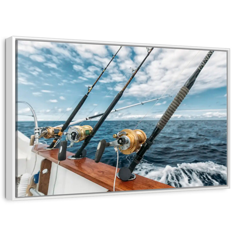 Pêche au thon espagnol, 25 po x 17 po, Cadre flottant noyer
