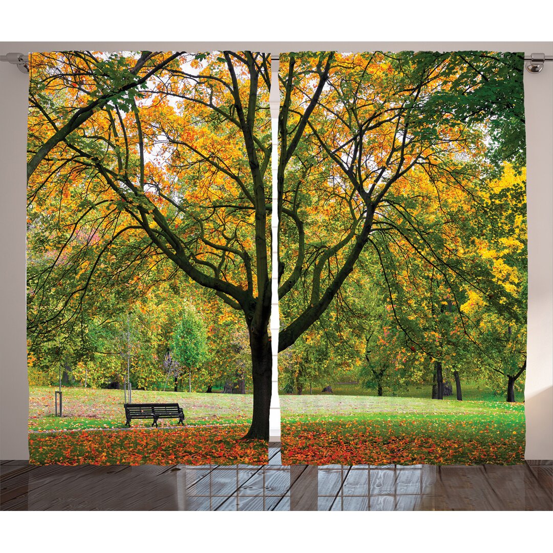 Rustikaler Vorhang, Herbst-Park Blätter Natur, Fallen, Grün Gelb