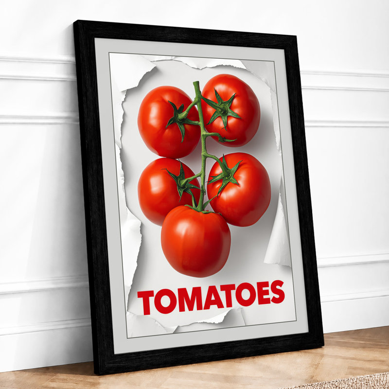 Tomatoes Typography - Framed Print, A1 - 84.1 x 59.4 cm, Black