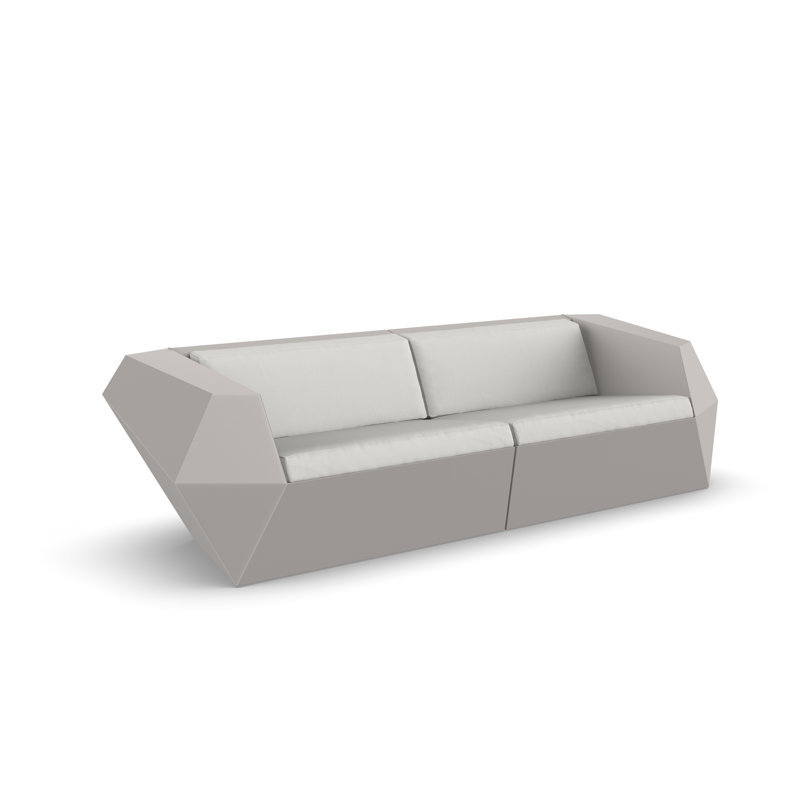 Faz 95.25" Wide Outdoor Patio Sofa with Cushions, Nautical Taupe, Ecru