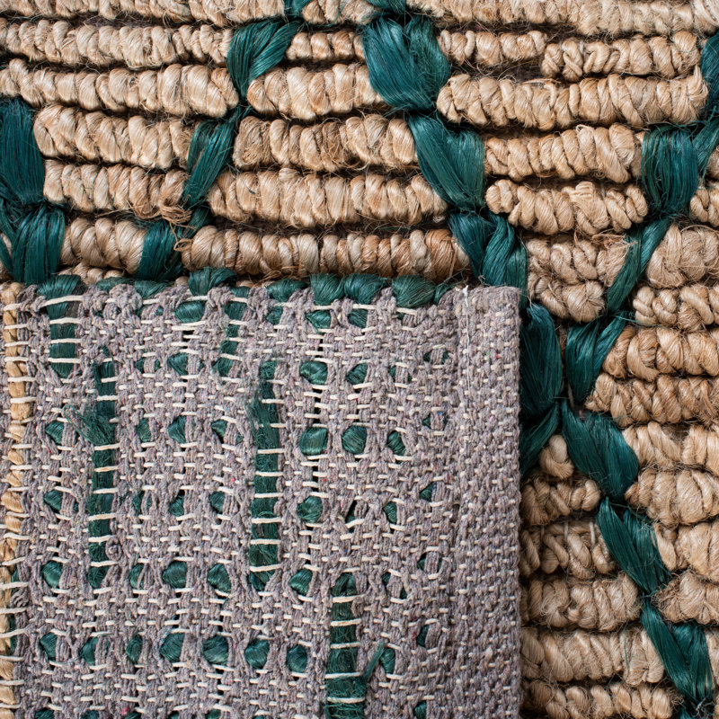 Natural Fiber Hand Loomed Jute/Cotton Geometric Rug in Tan, Rectangle 8' x 10'